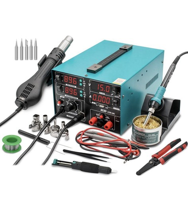 #ad 853D 3 in 1 Hot Air Rework Station Soldering Iron Kit DC Power Supply $129.99