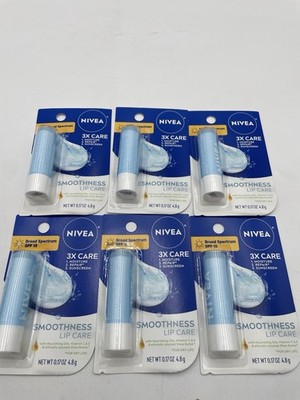 Nivea All Day Smoothness Lip Care, Avocado Jojoba, Spf 15, 0.17 Oz X 6