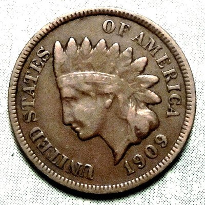 1909 Indian Head Penny VF VERY FINE Brown FuLL LIBERTY 1+Diam 14.4
