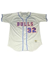 Vintage Eastbay Durham Bulls #32 Baseball Jersey Gray Blue Orange Adult Large