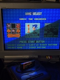 Sega Genesis Model 2 W/ Official Power Adapter AV Cable Games X-men Works Great!