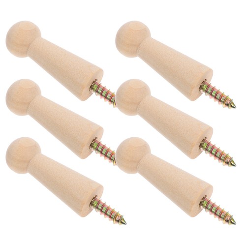 6 Pcs Hanging Wall Pegs Wooden Hook Door Garment Hanger Decorative - Picture 4 of 12