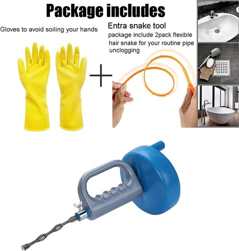 33Ft/10M Drain Snake Plumbing Drain Auger Sink Hair Clog Remover, Heavy - Picture 5 of 8