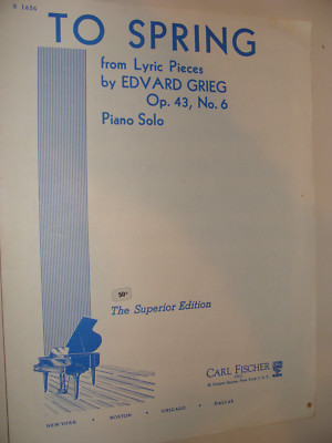 Edvard Grieg Op 43 No 6 To Spring Au Printemps piano solo 