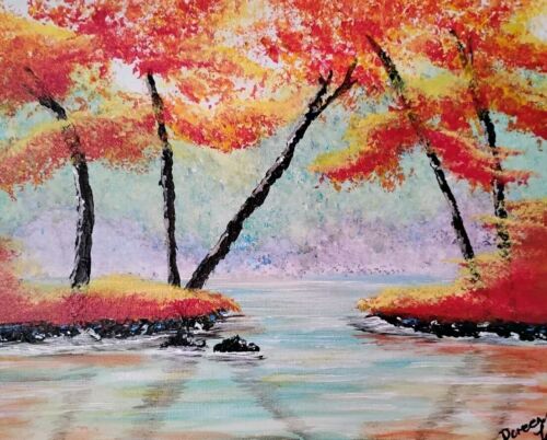 Original Ölgemälde Natur Bäume Impression Kunst 14x11x1,5 signiert vom Künstler - Bild 2 von 8