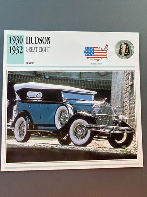 Hudson Great Eight Automobile 1930-32 USA Luxury Car Ephemera Litho 6x6 in Photo