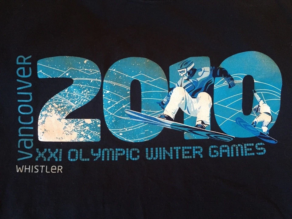 2010 年奥运会温哥华 XXI 冬季奥运会滑雪板 M 海军蓝 T 恤 — 第 4/4 张图片
