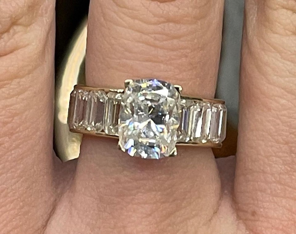 Cushion Cut Lab Grown Diamond Engagement Ring Channel Set Wedding Ring