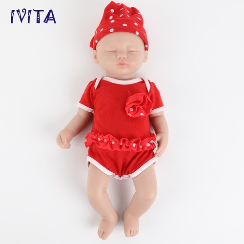 IVITA 15'' Eyes Closed Full Silicone Reborn Baby Girl 1.8KG Lifelike Doll - Picture 8 of 12