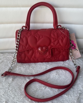 Betsey Johnson LBEVIE ~ Heart Puff Crossbody Bag ~ Red Purse ~ Quilted ~ NWT