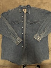 Vintage 90s Banana Republic Denim Shirt Metal Button Large USA Made