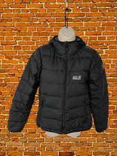 Womens Jack Wolfskin Uk 10 Black Padded Hood Down Stormlock Puffer Jacket Coat