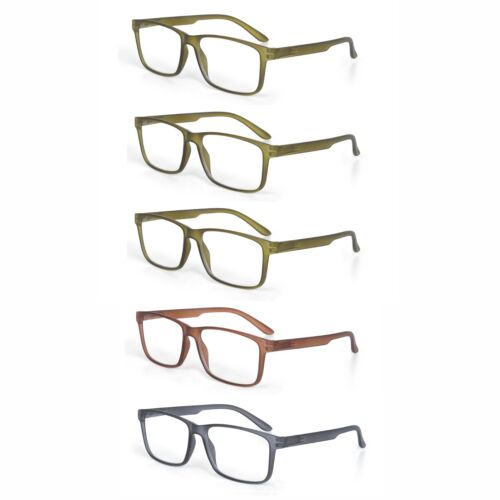 EYE ZOOM 5 Pack Rectangular Plastic Frame Reading Glasses for Men and Women - Picture 6 of 39