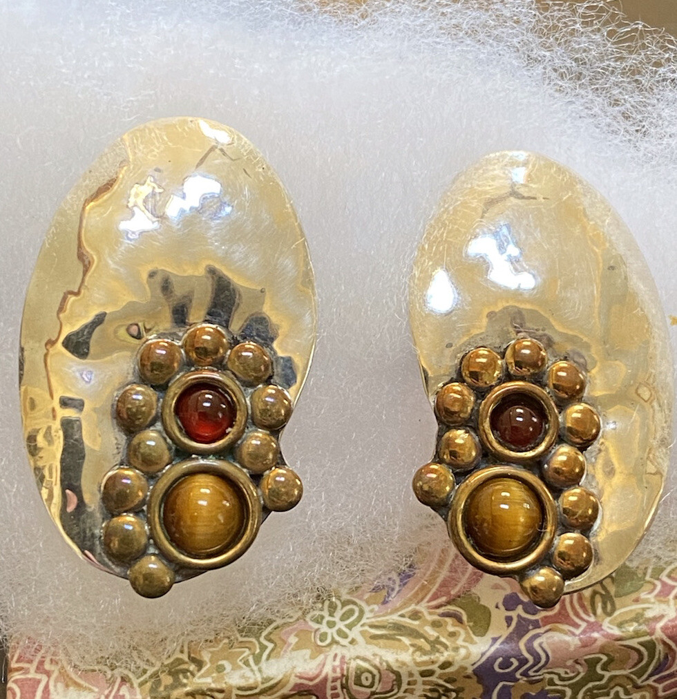 VTG LOUIS BOOTH STERLING SILVER 925 & GEM STONE CLIP