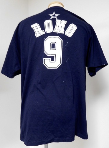 TONY ROMO DALLAS COWBOYS REEBOK NAVY BLUE SHIRT MENS SIZE EXTRA LARGE GUC - Picture 2 of 5
