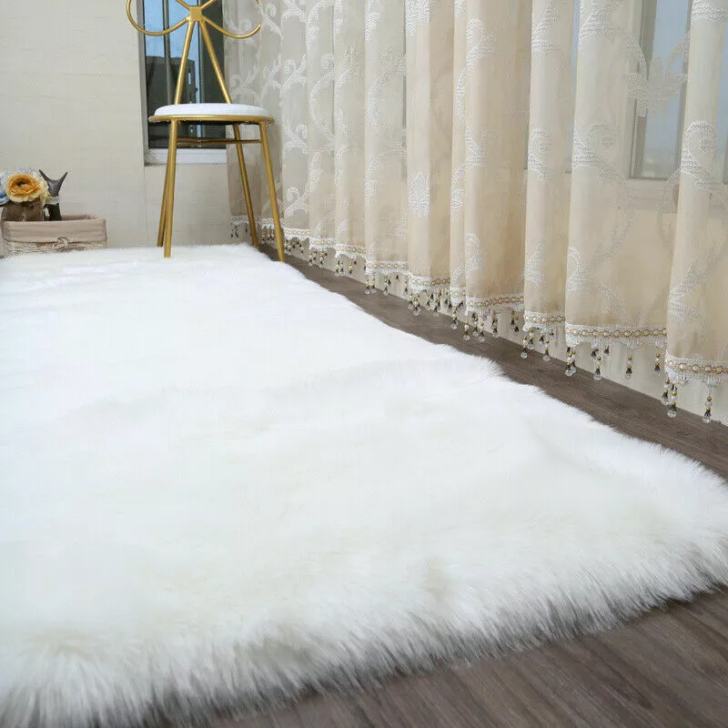 Extra Large Soft Fluffy Faux Fur Sheepskin Rug Warm Floor Carpet