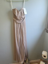 NEW Davids Bridal Dress Versa Womens sz2 Light Brown Layered Topless Long Flowy