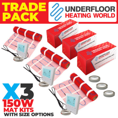 Elektrische Fußbodenheizmatte Set 150W/m² x 3 HANDELSPAKET - Lieferung am nächsten Tag