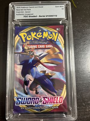 2020 Pokemon Sword & Shield Foil Pack Zacian Front Art TCC Graded Gem Mint 10