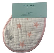 Aden  Anais Essentials Burpy Bib 100 Cotton 22.5"x11" Burp Cloth Pink Stars