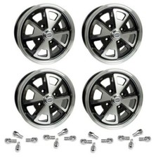 Set Of 4 15 X 5-12 Porsche 4 Lug Empi 914 Alloy Wheels Lug Nuts