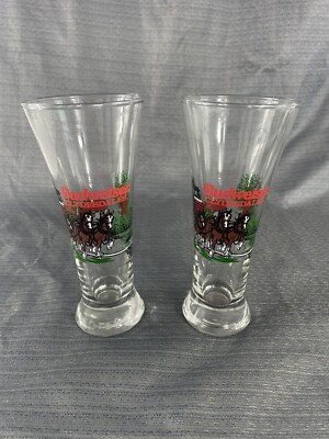 Budweiser Clydesdales Beer Glasses 1991 Anheuser-Busch Official Item Pair Lot 2