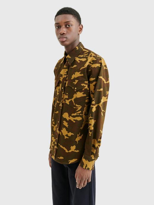 DRIES VAN NOTEN Camouflage-Pattern Slim-Fit Cotton Shirt Size: UK