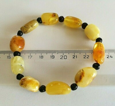 Natural Baltic Amber bracelet polished genuine egg yolk/cherry