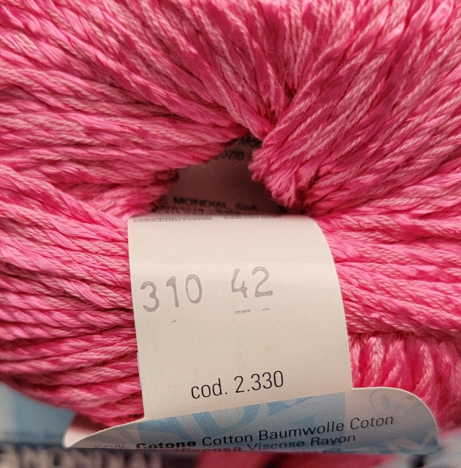 Nuevo Lote de 10 Bolas Modial Algodón Hilo Rosa #310 42yds 50g 50/50% Algodón/Rayón Foto 3 de 4