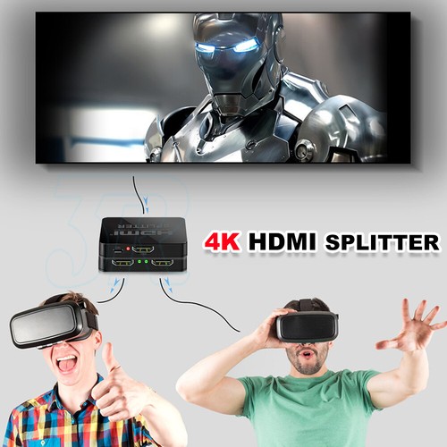 HDMI Splitter Amplifier 1 In 2 Out Video Duplicator 4K Full HD 3D Foxtel DVD - Picture 10 of 10