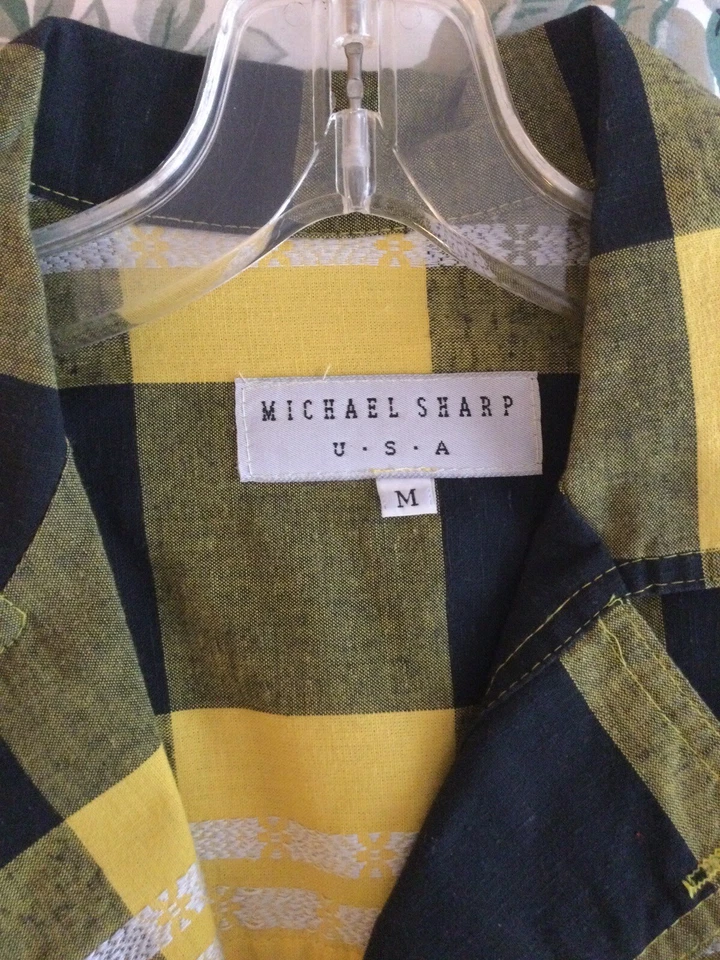 Camisa a Cuadros Michael Sharp EE. UU. Para Hombres Talla M Vintage Vaquero Occidental Rodeo De Gran Tamaño Foto 3 de 3