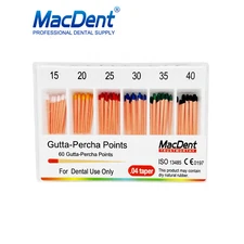 MacDent Endo Dental Endodontics Gutta Percha Points 0.04 Size 15-40 60Pcs