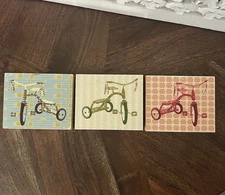 Tricycle Wall Art Mini Triptych Wallpaper 5x4 inch Series of 3 Trike Childhood