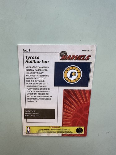 2023 Panini Premium Stock Retro Net Marvels Tyrese Haliburton SP Indiana Pacers - Picture 8 of 10