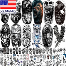 82 Sheets Temporary Tattoos Stickers, Fake Body Arm Chest Shoulder Tattoos for M