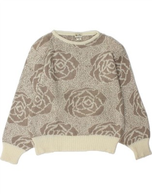 VINTAGE Womens Boat Neck Jumper Sweater IT 44 Medium Grey Floral DD26