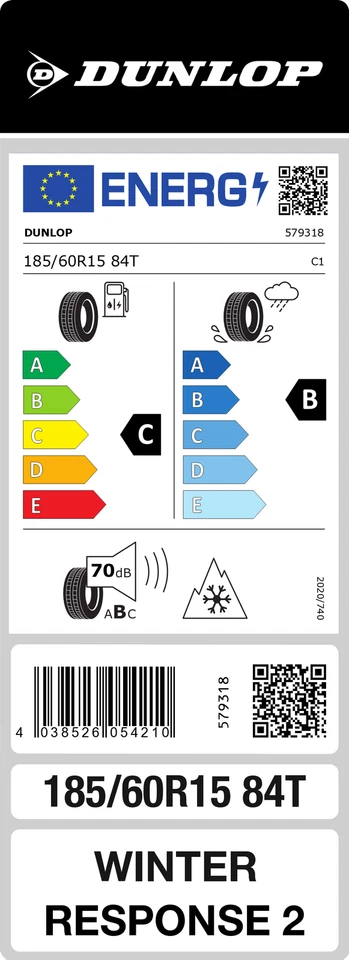 Dunlop Winter Response 2 185/60 R15 84T M+S Winterreifen - Bild 2 von 2