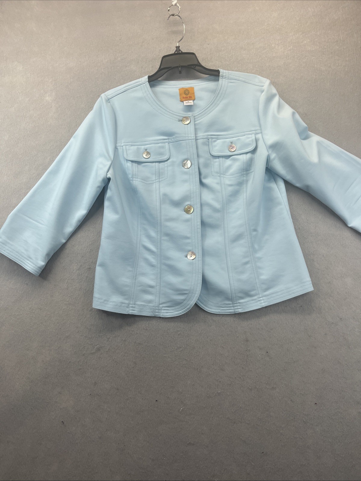 Ruby Rd Light Blue Button Up Lightweight 3/4 Slee… - image 1
