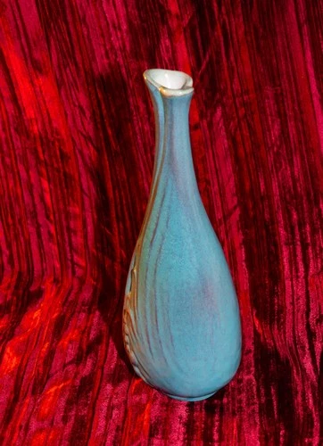 Limited Edition Frankoma 12” Vase Pottery Blue Turquoise John Frank  1970