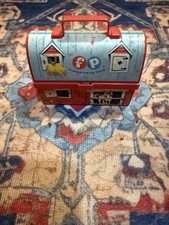Vintage 1962 Fisher Price Barn Farm Toy Lunch Box 549 With thermos