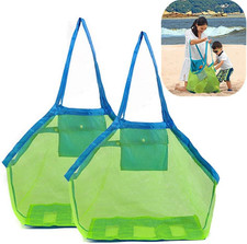 2 Pack Extra Large Mesh Beach Bag Childrens' Toy Storage Mesh Bag Foldable Large
