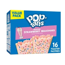 Pop-Tarts Frosted Strawberry Milkshake, 16 Count 27 oz, Shelf-Stable Breakfast