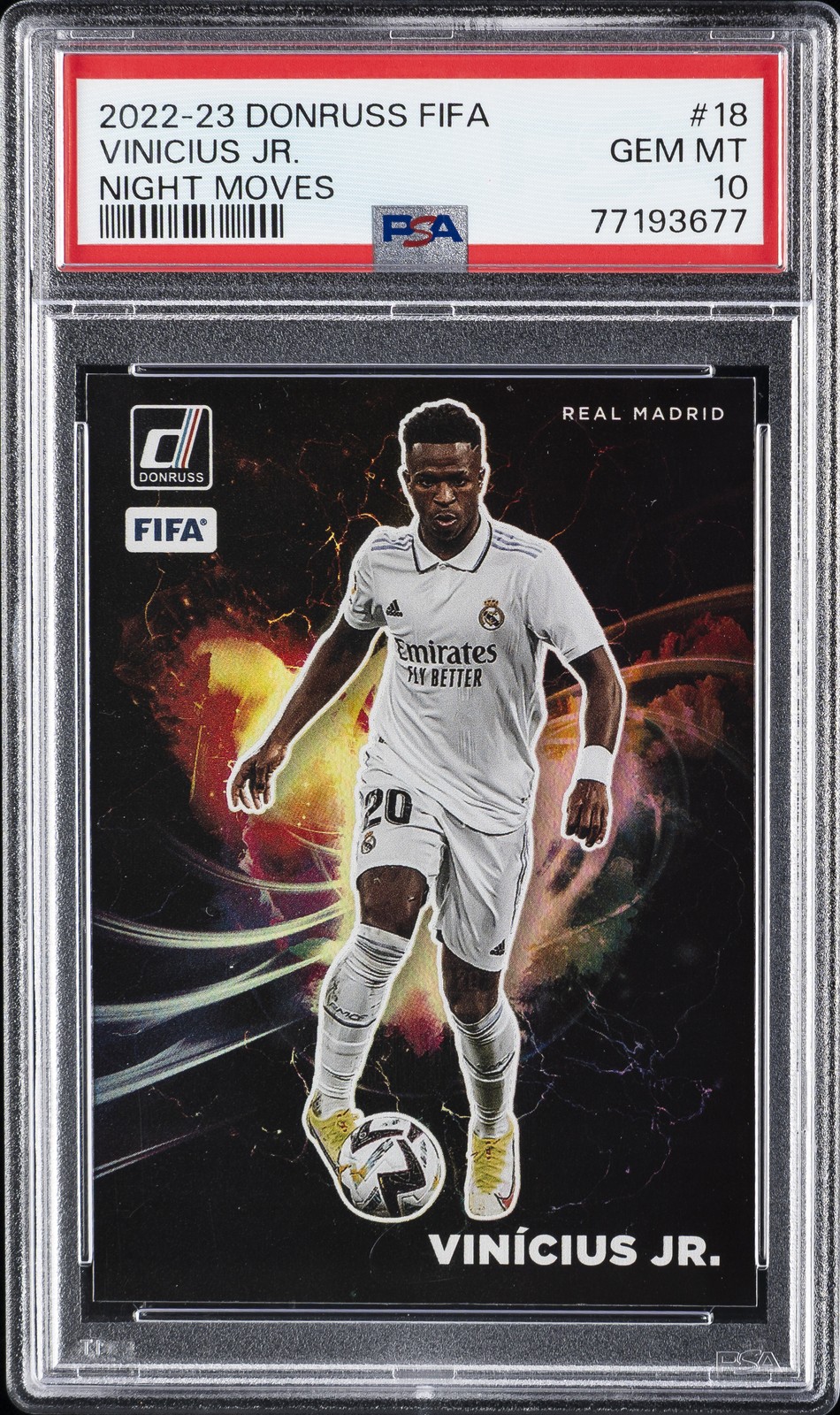 2022 PANINI DONRUSS FIFA NIGHT MOVES #18 VINICIUS JR. PSA 10