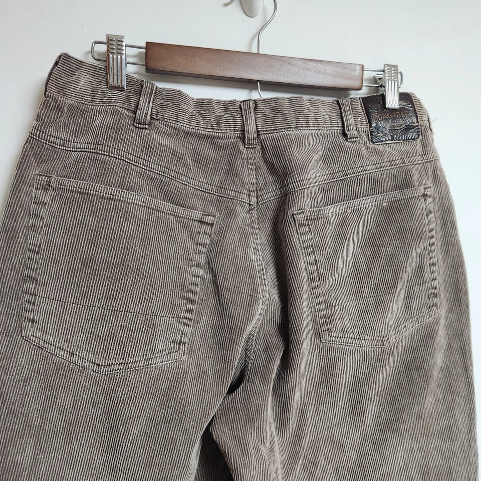 VTG LEE Dungares Mens 34x30 Corduroy Loose Wide Leg Brown Grunge Distressed Y2K - Image 4 of 4