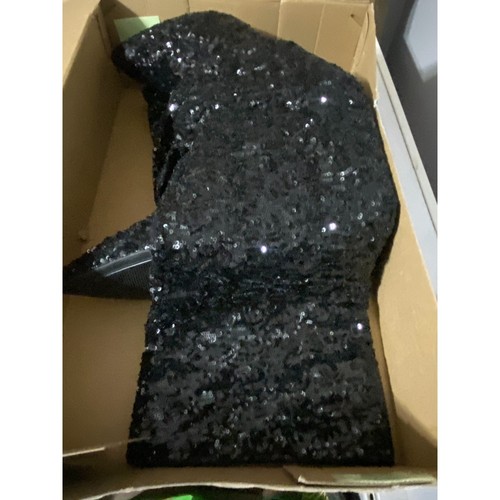 A New Day Abba Sequin Foldover Tall Boots Black Size 9.5 - Picture 6 of 6