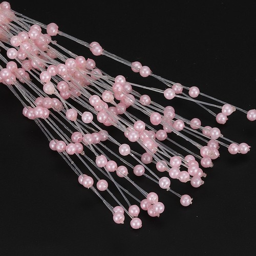 100 Pcs 4mm Pearl String Bouquet Pearl Stick Stems Bouquets Garland Spray, Pink - Imagen 4 de 6