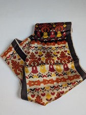 Vintage Mod Satin Acetate Scarf - Geometric Floral Print Made in Japan