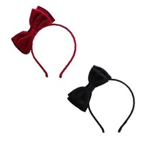 2 Pcs Velvet Black Red Bow Headband for Women Girls 1 Count Pack of 2 , red