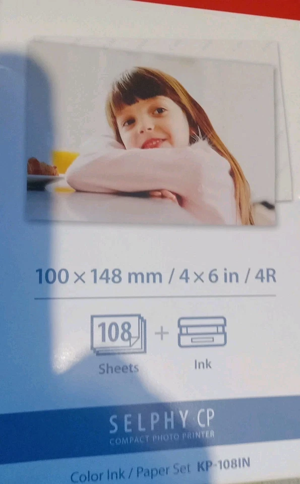 Juego de papel tinta color Canon Selphy KP-108IN 108 hojas 4x6 con 3 tóneres  Foto 2 de 4