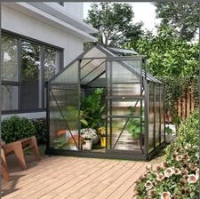Outsunny Greenhouse 6x8ft Clear Polycarbonate with Anthracite Grey Door